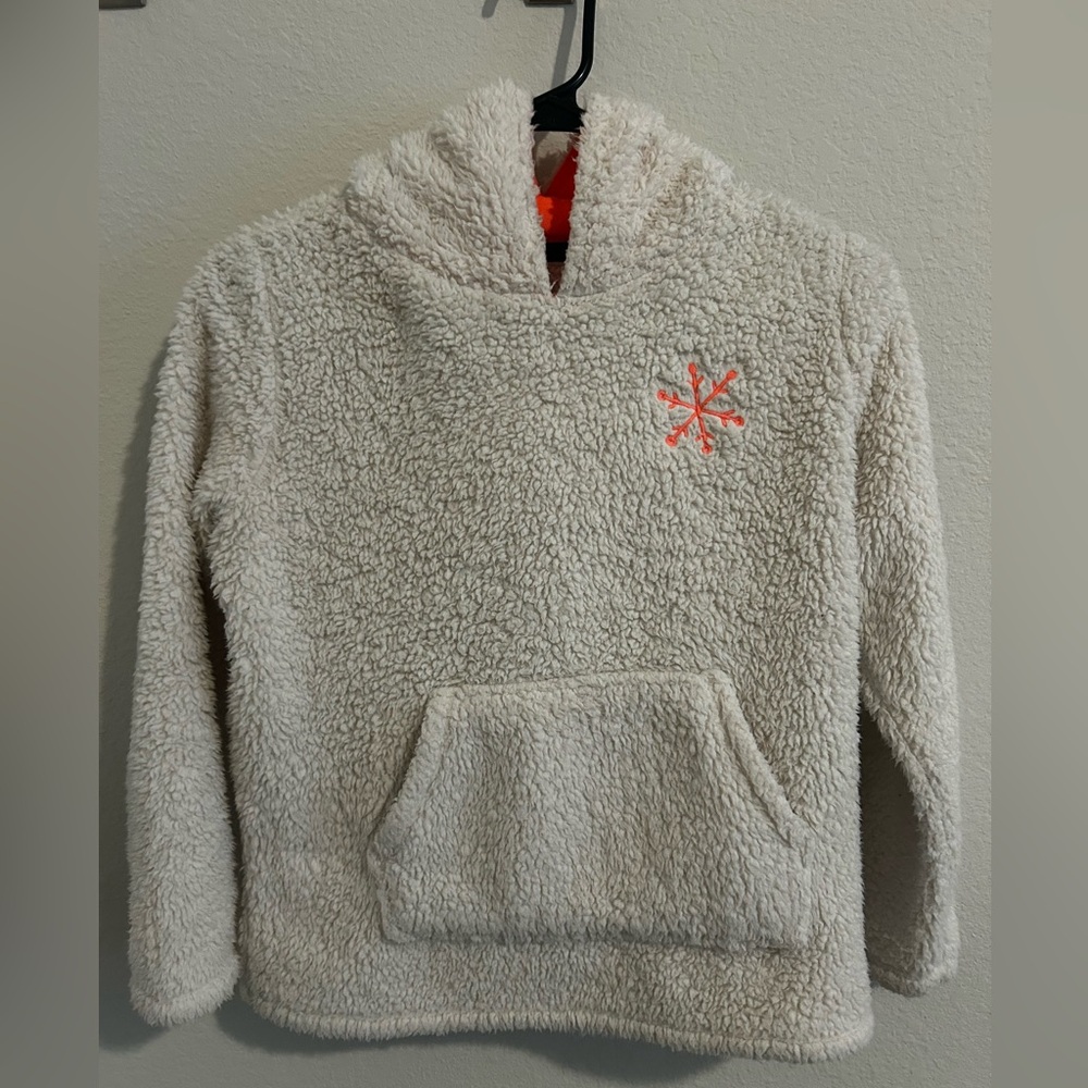 Cozy Cream Kids Hoodie with Orange Accent